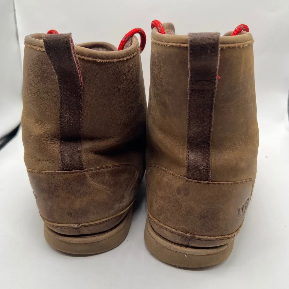 UGG Harkley Waterproof Boots Mens size 15 Grizzly Brown Leather Lace Up 1017238
